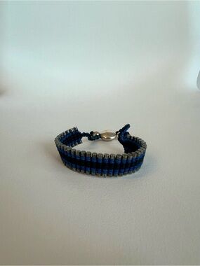 Silver‑Tone Beaded Bracelet – Adjustable Cord